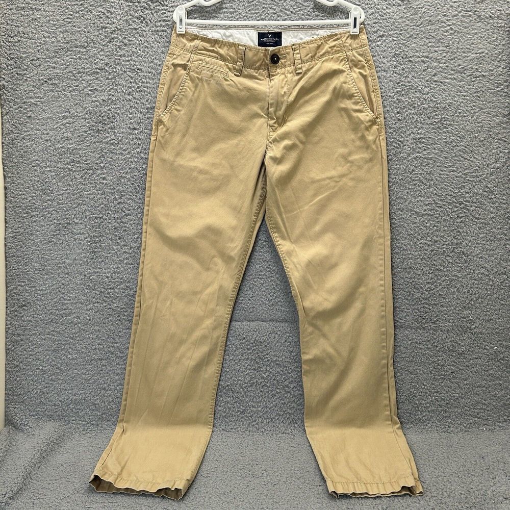 American Eagle Pants Mens 32X34 Tan Original Straight Chinos Embroidered Logo
